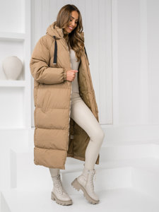 Chaqueta acolchada larga abrigo de invierno con capucha para mujer camel Bolf 5M3163