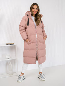 Chaqueta acolchada larga abrigo de invierno con capucha para mujer rosa Bolf 5M3163