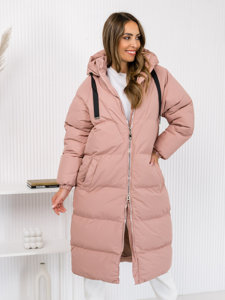 Chaqueta acolchada larga abrigo de invierno con capucha para mujer rosa Bolf 5M3163