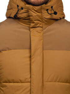 Chaqueta acolchada larga de invierno con capucha para hombre camel Bolf 31M5016