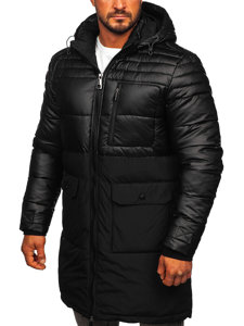 Chaqueta acolchada larga de invierno para hombre negro Bolf 22M62