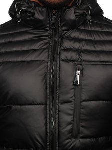 Chaqueta acolchada larga de invierno para hombre negro Bolf 22M62