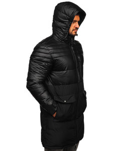 Chaqueta acolchada larga de invierno para hombre negro Bolf 22M62