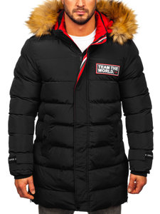 Chaqueta acolchada larga de invierno para hombre negro Bolf 6477