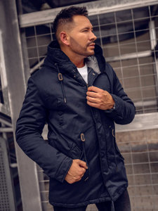 Chaqueta algodón de invierno parka para hombre azul oscuro Bolf 1793A