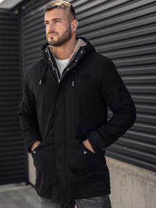 Chaqueta algodón de invierno parka para hombre negro Bolf EX838A