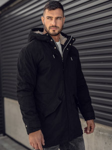 Chaqueta algodón de invierno parka para hombre negro Bolf EX838A