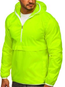 Chaqueta anorak deportiva de entretiempo con capucha para hombre amarillo y fluorescente BOLF 5061