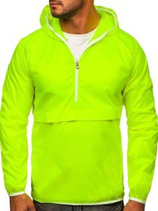 Chaqueta anorak deportiva de entretiempo con capucha para hombre amarillo y fluorescente BOLF 5061