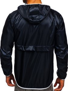 Chaqueta anorak deportiva de entretiempo con capucha para hombre azul oscuro BOLF 5061