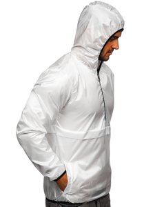 Chaqueta anorak deportiva de entretiempo con capucha para hombre blanco BOLF 5061