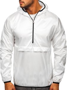 Chaqueta anorak deportiva de entretiempo con capucha para hombre blanco BOLF 5061