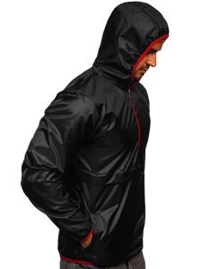 Chaqueta anorak deportiva de entretiempo con capucha para hombre negro BOLF 5061