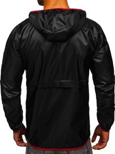 Chaqueta anorak deportiva de entretiempo con capucha para hombre negro BOLF 5061