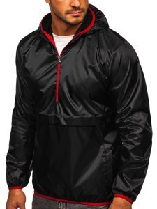 Chaqueta anorak deportiva de entretiempo con capucha para hombre negro BOLF 5061