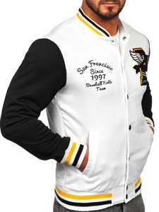 Chaqueta béisbol de entretiempo bomber para hombre blanco Bolf HS7208