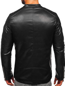 Chaqueta biker de cuero para hombre negro Bolf 11Z8001