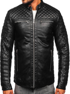 Chaqueta biker de cuero para hombre negro Bolf 11Z8002