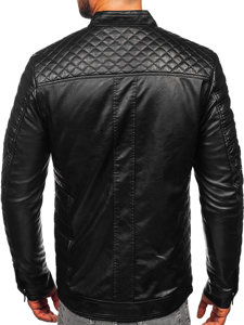 Chaqueta biker de cuero para hombre negro Bolf 11Z8002