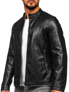 Chaqueta biker de cuero para hombre negro Bolf 11Z8019