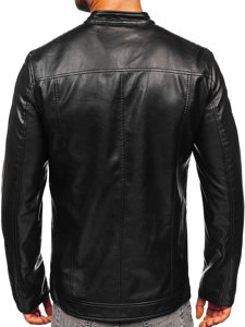 Chaqueta biker de cuero para hombre negro Bolf 11Z8019