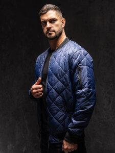 Chaqueta bomber acolchada de entretiempo para hombre azul oscuro Bolf MY-01A1