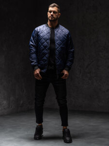 Chaqueta bomber acolchada de entretiempo para hombre azul oscuro Bolf MY-01A1