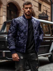 Chaqueta bomber acolchada de entretiempo para hombre azul oscuro Bolf MY-01A2