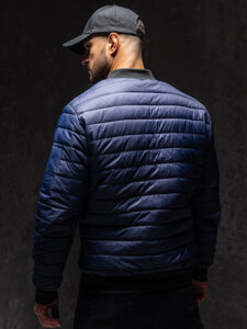 Chaqueta bomber acolchada de entretiempo para hombre azul oscuro Bolf MY-02A1