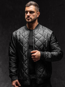 Chaqueta bomber acolchada de entretiempo para hombre negro Bolf MY-01A1