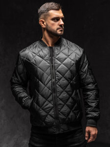 Chaqueta bomber acolchada de entretiempo para hombre negro Bolf MY-01A1