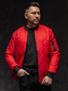 Chaqueta bomber acolchada de entretiempo para hombre rojo Bolf MY-01A1