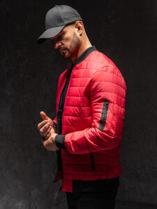 Chaqueta bomber acolchada de entretiempo para hombre rojo Bolf MY-02A1