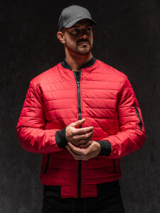 Chaqueta bomber acolchada de entretiempo para hombre rojo Bolf MY-02A1