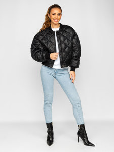 Chaqueta bomber acolchada para mujer negro Bolf J9089