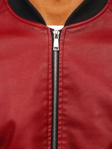 Chaqueta bomber de cuero para hombre burdeos Bolf 1147