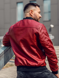 Chaqueta bomber de cuero para hombre burdeos Bolf 1147A