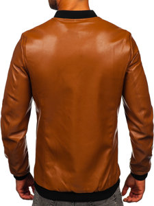 Chaqueta bomber de cuero para hombre camel Bolf 11Z8107