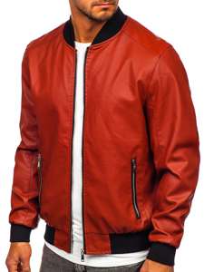 Chaqueta bomber de cuero para hombre naranja Bolf 1147