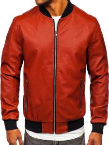 Chaqueta bomber de cuero para hombre naranja Bolf 1147