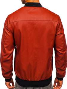 Chaqueta bomber de cuero para hombre naranja Bolf 1147