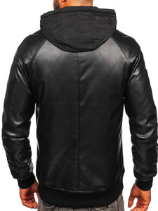 Chaqueta bomber de cuero para hombre negro Bolf 11Z8004