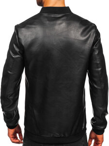 Chaqueta bomber de cuero para hombre negro Bolf 11Z8105