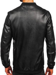 Chaqueta bomber de cuero para hombre negro Bolf 11Z8106