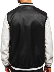 Chaqueta bomber de cuero para hombre negro Bolf 11Z8112