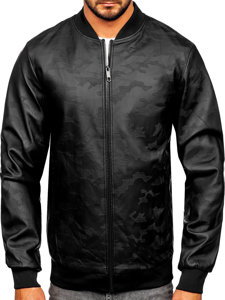 Chaqueta bomber de cuero para hombre negro Bolf 3A63