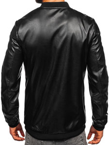 Chaqueta bomber de cuero para hombre negro Bolf 6803A