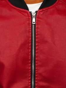 Chaqueta bomber de cuero para hombre rojo Bolf 1147