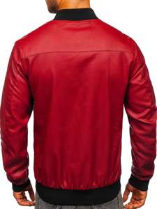 Chaqueta bomber de cuero para hombre rojo Bolf 1147