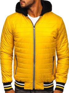 Chaqueta bomber de entretiempo acolchada con capucha para hombre color amarillo Bolf 6192